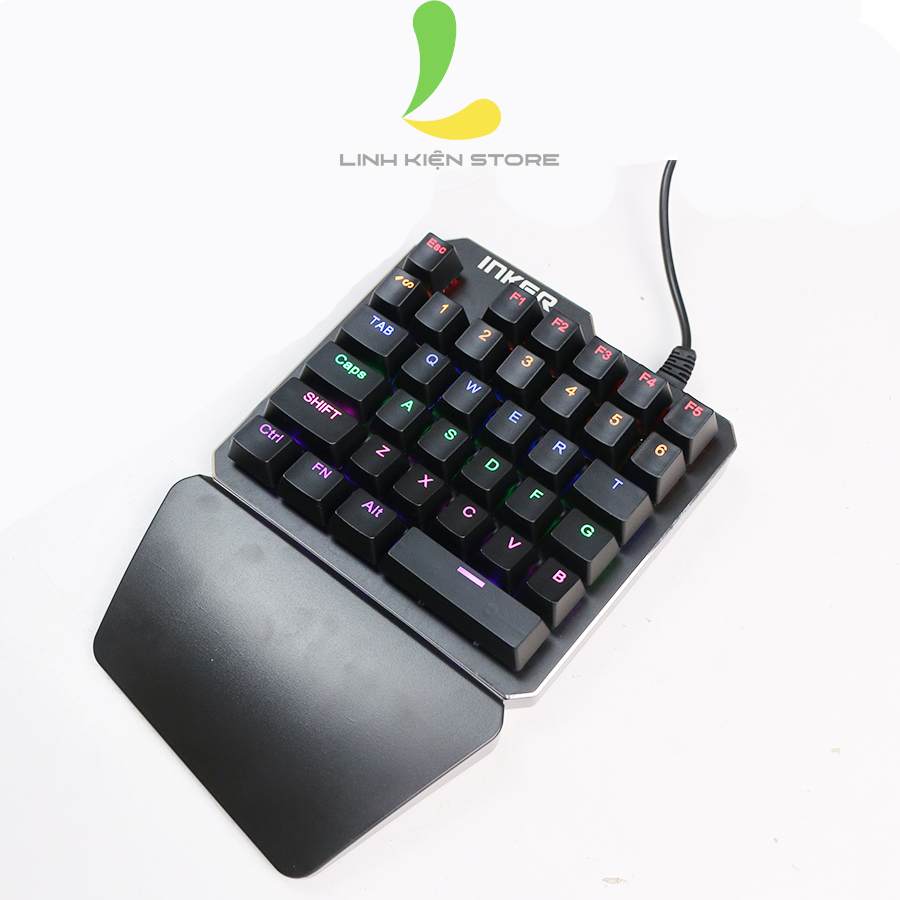 Bàn phím cơ một tay INKER K9 - Phụ kiện gaming 35 phím, 6 chế độ đèn led - Hàng Nhập Khẩu