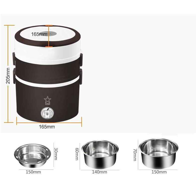 Cặp Lồng Cắm Điện 3 Tầng ruột inox Cao Cấp Giữ Nóng Thức Ăn Liên Tục
