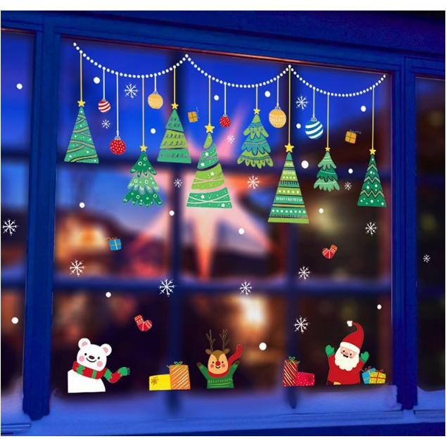 Decal trang trí Noel - Rèm Dây Cấy Thông Xanh