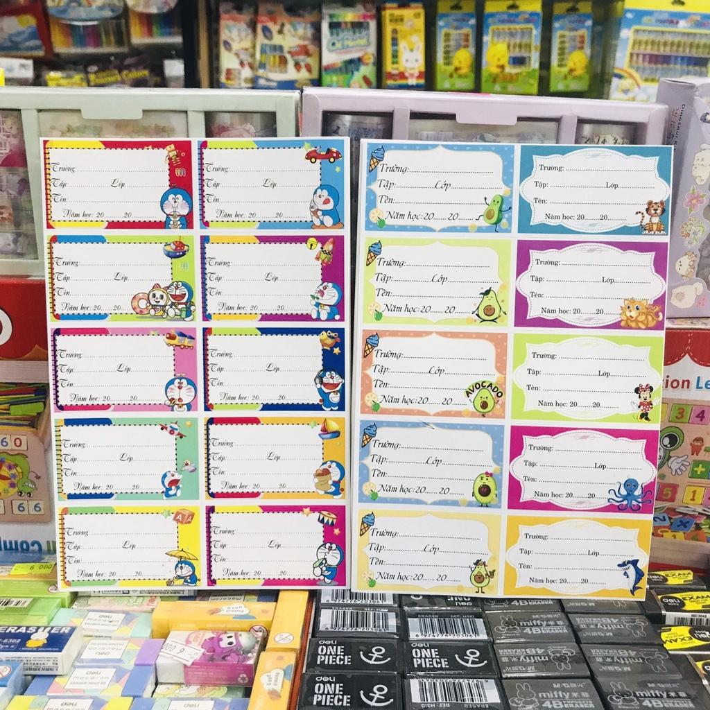 SET 50 nhãn vở cho bé trai/bé gái họa tiết hoạt hình