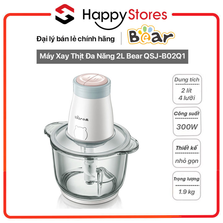 Máy Xay Thịt Đa Năng 2L Bear QSJ-B02Q1 - Hàng chính hãng