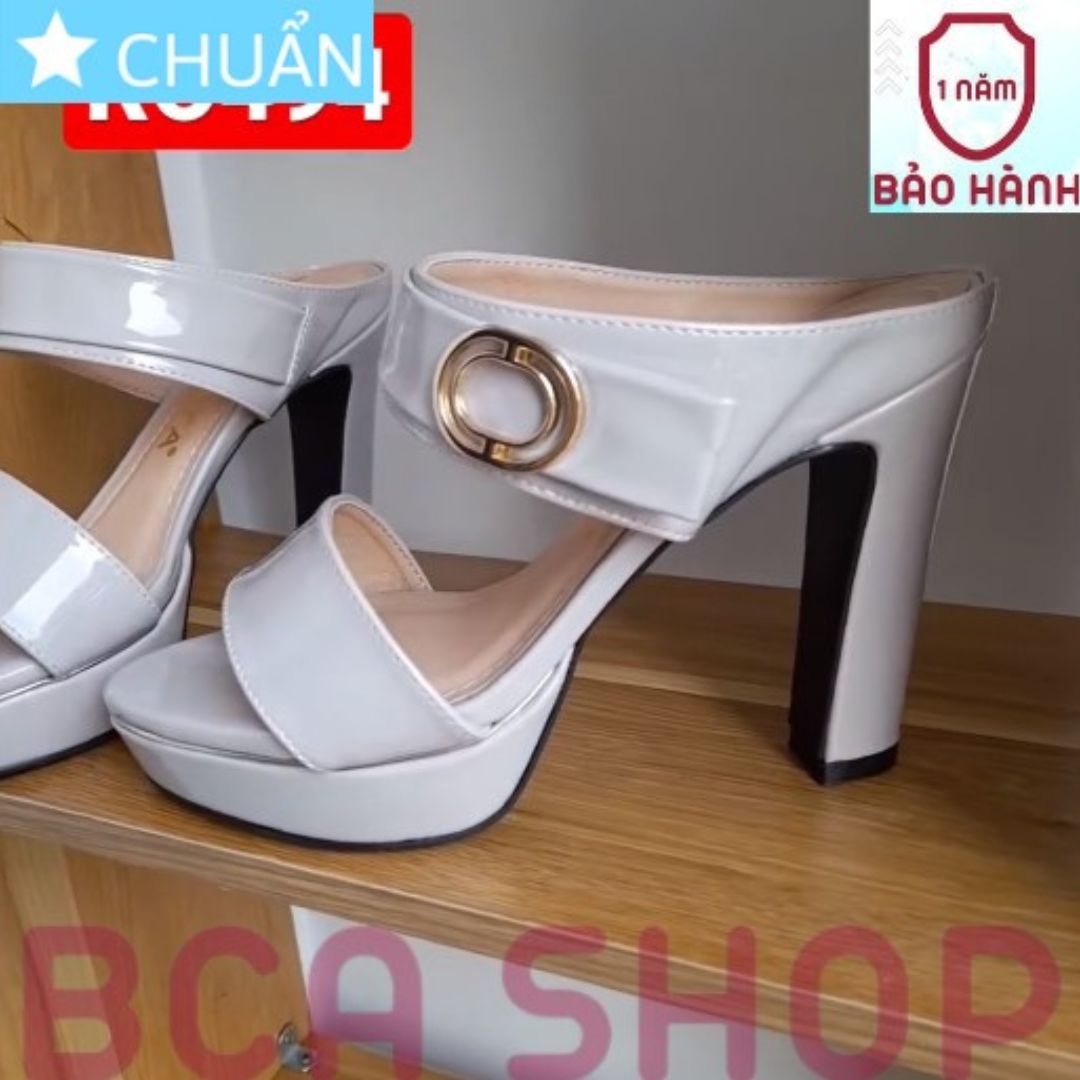 Giày cao gót nữ 8p RO494 ROSATA hở mũi, hở gót, đính nơ trên quai ngang sành điệu và thời trang tại BCASHOP - màu xám