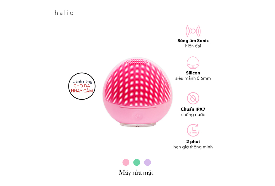 Combo Máy Rửa Mặt Dành Cho Da Nhạy Cảm Halio Sensitive Pink và Dung Dịch Tẩy Da Chết Paula's Choice 2% BHA 30 ml