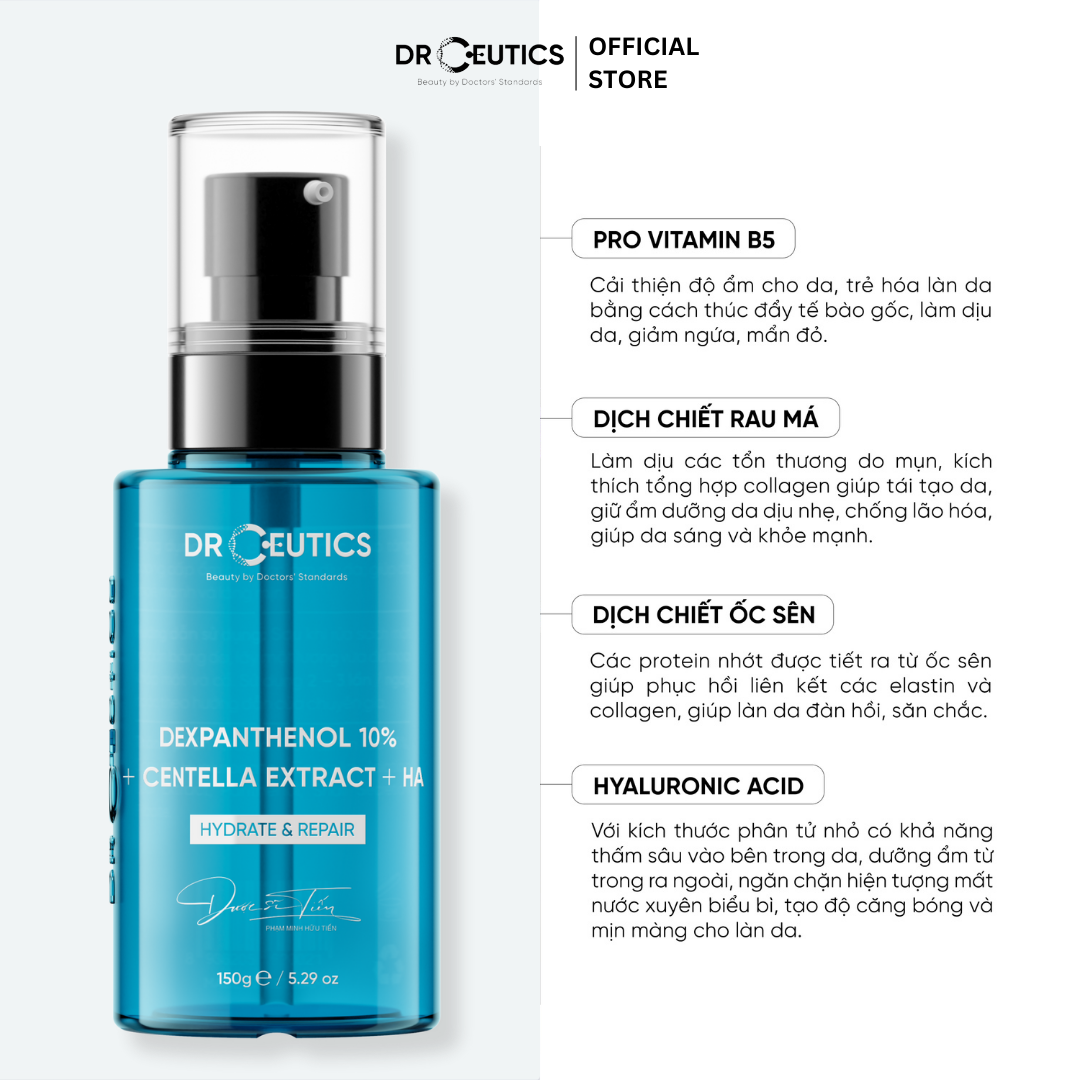 DRCEUTICS Tinh Chất B5 Cấp Ẩm Và Phục Hồi Da Dexpanthenol 10% + Centella Extract + HA - LIMITED VERSION