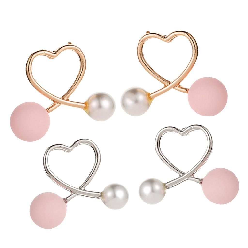 Cross Peach Heart Faux Pearl Sweet Style Stud Earrings Women Jewelry Gold
