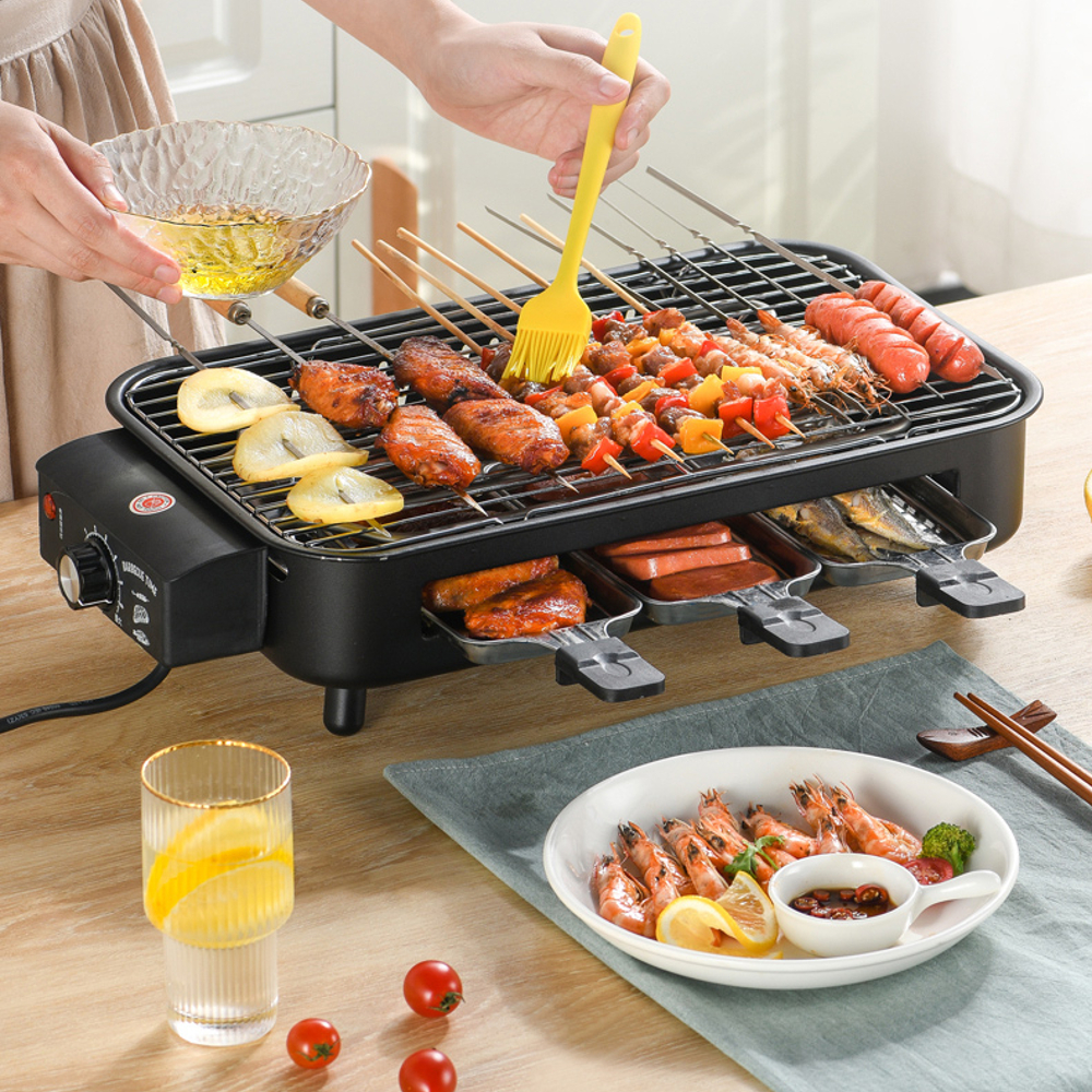 Bếp Nướng Không Khói Đa Năng 1800W - Bếp Nướng Điện BBQ 2 Tầng - Hàng Chính Hãng