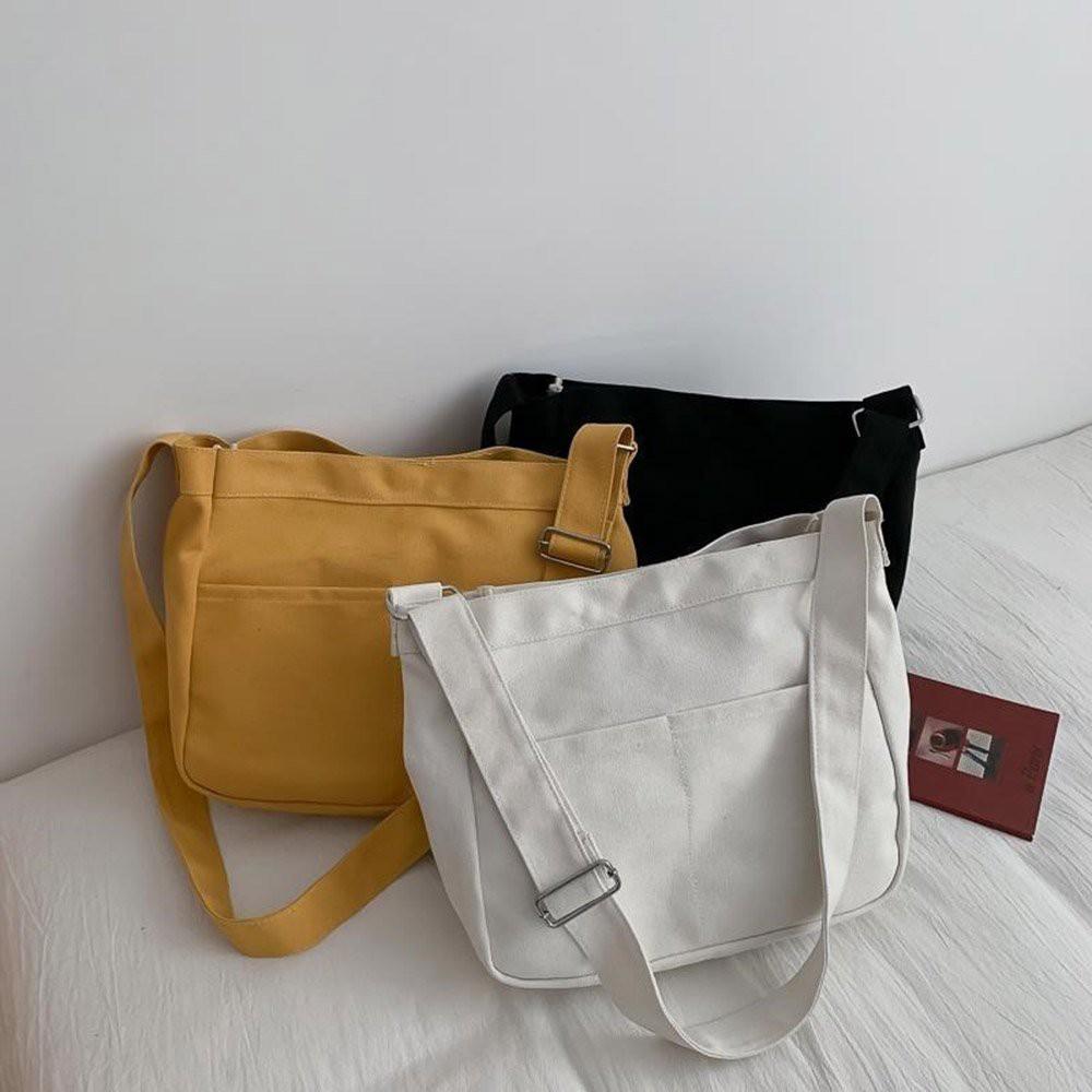 Túi Tote Canvas Cỡ Lớn Đi học, Đi Chơi Phong Cách Hàn Quốc size to đựng vừa A4