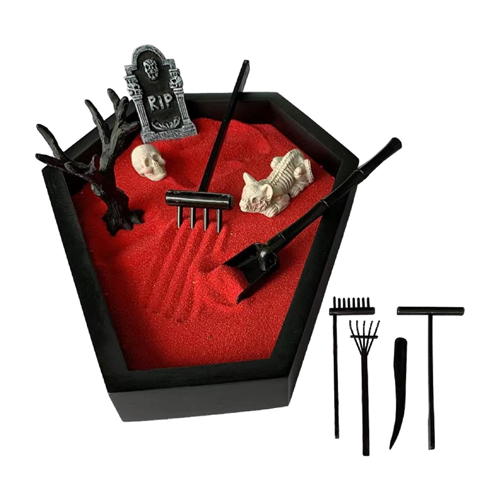 Tray Garden with Sand Spooky Goth Halloween Decor for Tables Desk Home