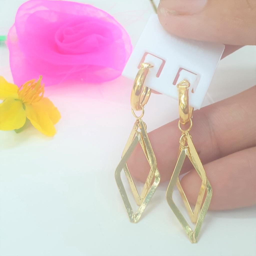 Bông Tai Kiểu Thoi Dáng Thả-Dùng lâu dài tắm rửa thoải mái không phai