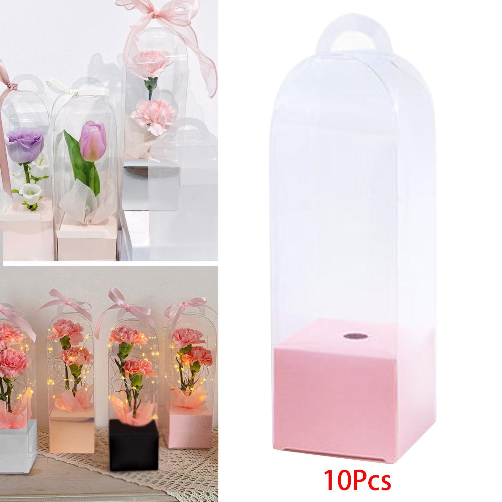 10x Flower Gift Boxes Single Rose Flower Box Florist Retail Shop Packaging Present Boxes Bag Flower Packaging Box for Party Favor Graduation