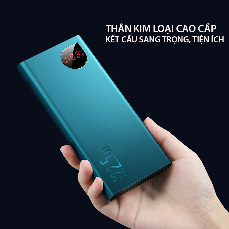 Pin dự phòng sạc nhanh , võ kim loại Baseus Adaman Metal Digital Display 10,000mAh (22.5W, PD/ Quick charge Power Bank) - Hàng chính hãng