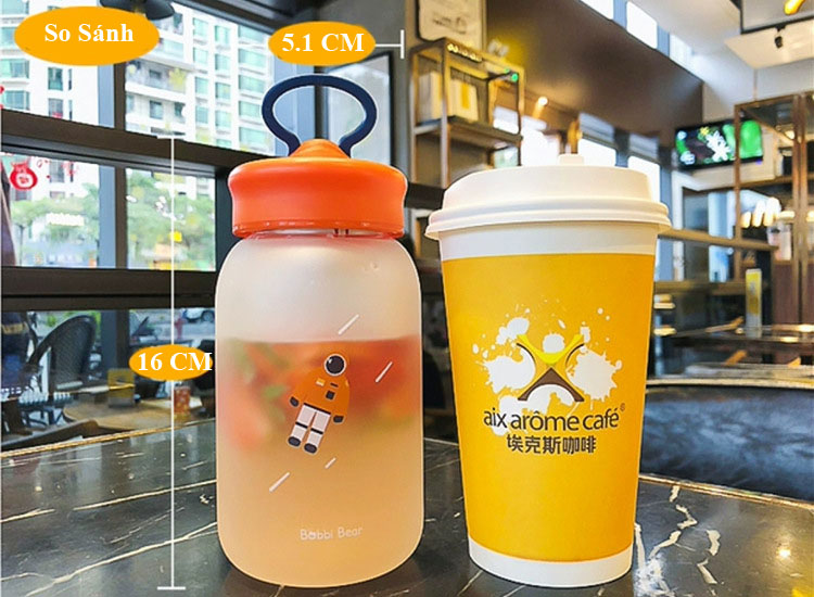 Bình Nước Thủy Tinh Có Ngăn Lọc Dễ Thương