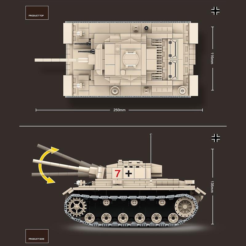 Đồ chơi Lắp ráp Xe Tăng Đức, Quanguan 100067 Panzerkampfwagen II Tank, Xếp hình thông minh, Mô hình xe tăng