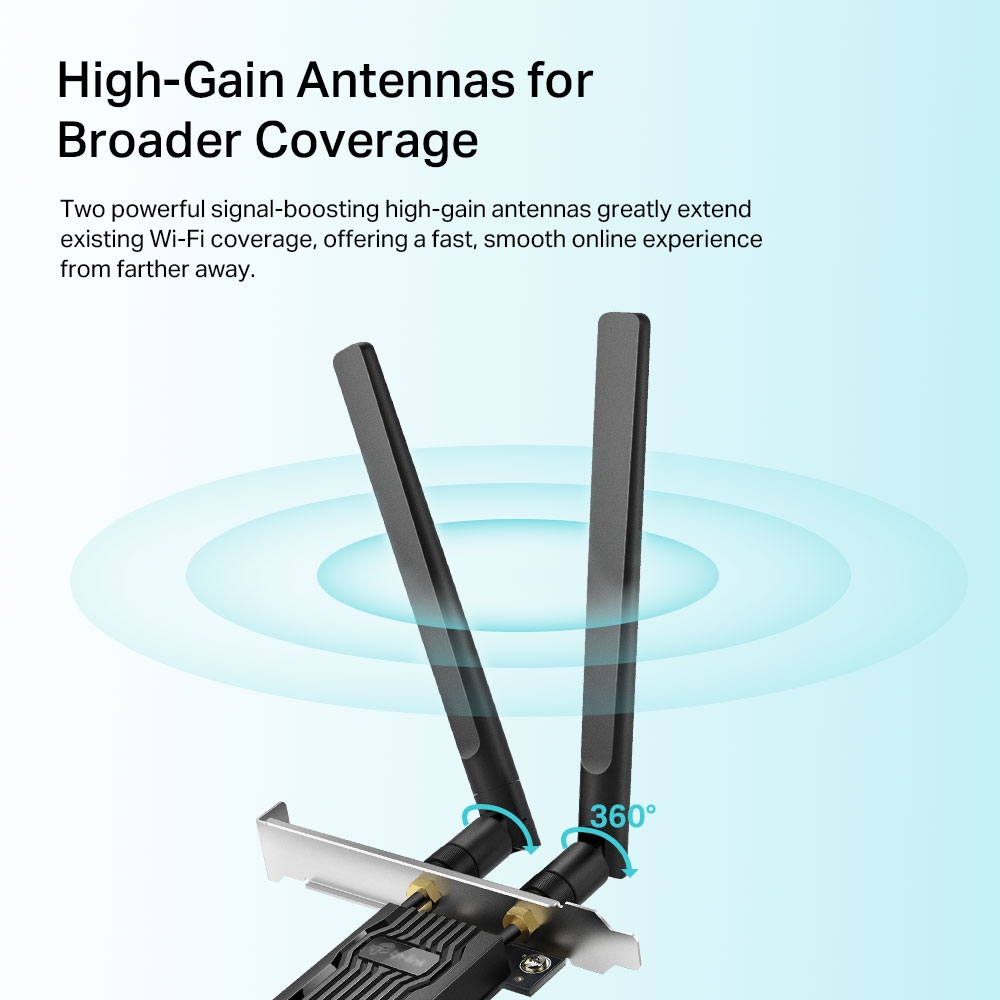 Card mạng WIFI 6 AX1800 Archer TX20E | Chuẩn PCIe | Bluetooth 5.2 | Phạm vi kết nối tín hiệu rộng | Bảo hành 2 năm | Hàng Chính Hãng