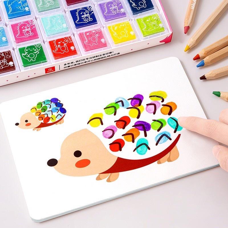 ️ĐỒ CHƠI HOT️ COMBO MÀU VẼ VÂN TAY FINGER PAINT BỘ 24 MÀU AN TOÀN DIY FINGER KÈM 32 TRANH MẪU CHO BÉ THỎA SỨC SÁNG TẠO