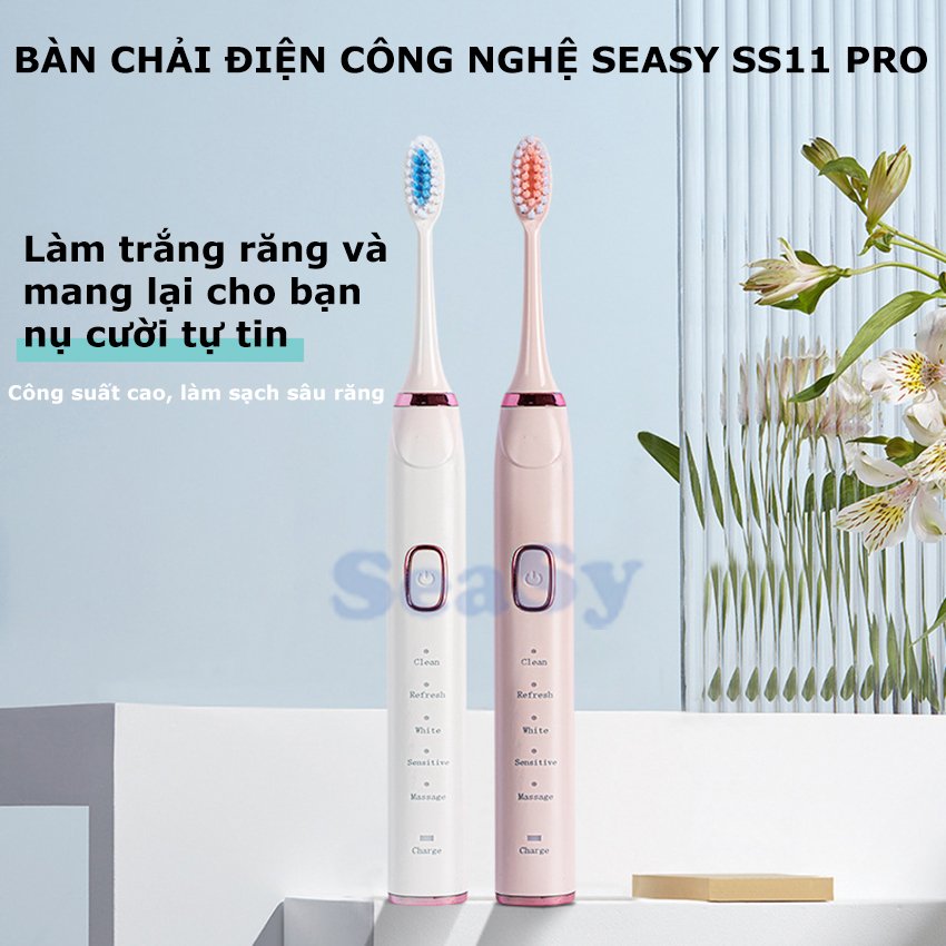 Bàn chải đánh răng điện công nghệ siêu âm Enpis SS11 Pro 5 chế độ chải sạch mảng bám, bảo vệ nướu - Hàng Chính Hãng