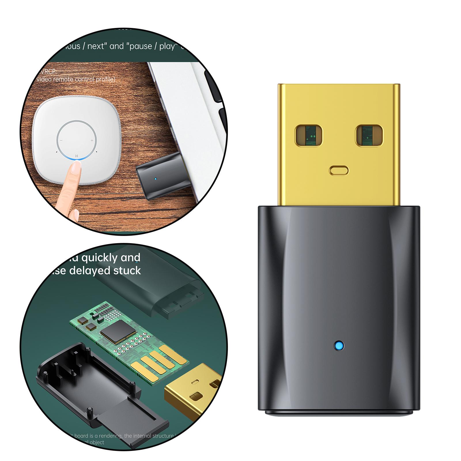 USB Bluetooth Transmitter Receiver 2-in-1 Audio Adapter for PC Headphones