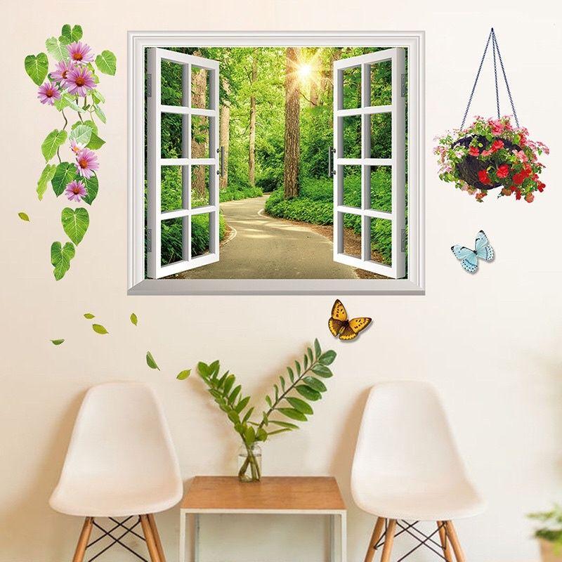 Decal dán tường cửa sổ, mặt trời