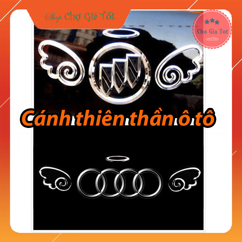 Tem dán 3D đôi cánh thiên thần trang trí LOGO hãng xe ô tô