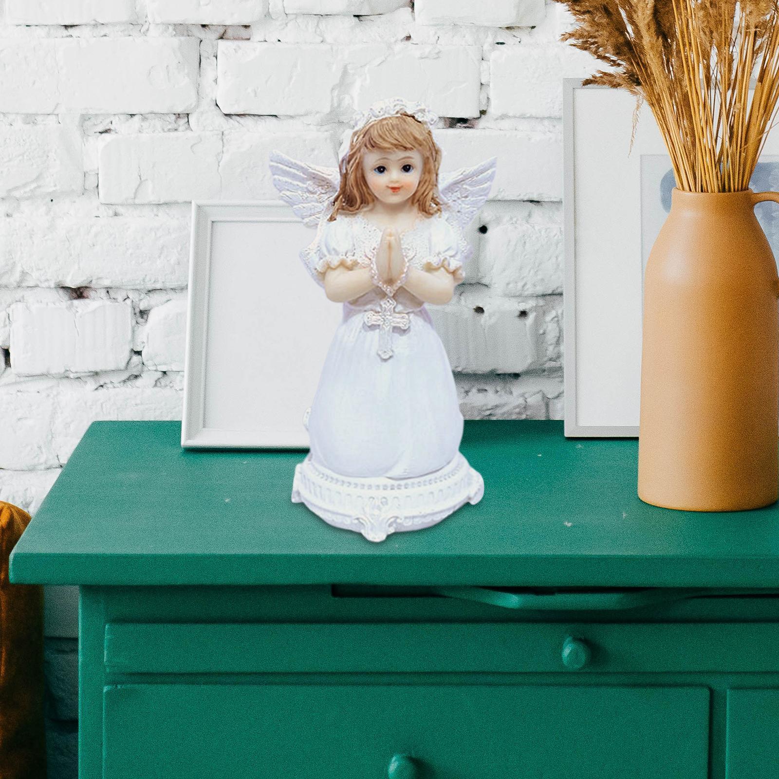 Resin Jesus Angel Statue Praying Angel Figurine for Bedroom Living Room Desk