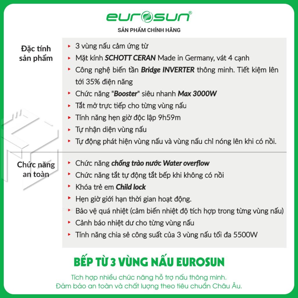 Bếp Từ Âm 3 Vùng Nấu EUROSUN EU-TE388Max - Nhập Khẩu Malaysia, Hàng Chính Hãng