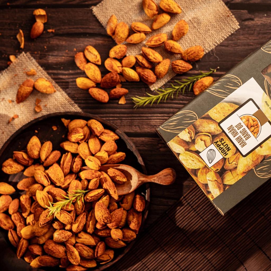 Hạt hạnh nhân rang bơ Mỹ HAPPY NUTS nguyên vỏ