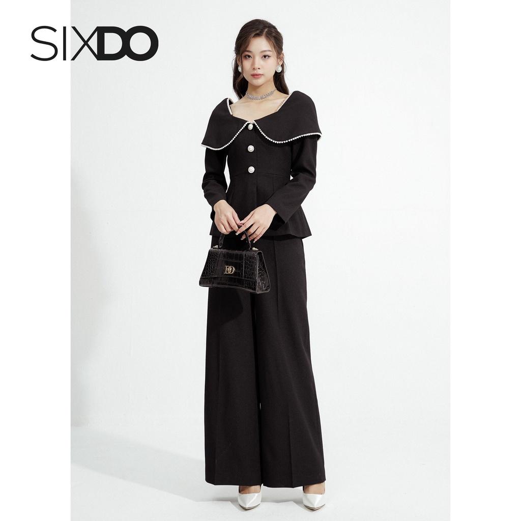 Áo Vest nữ dài tay phối hạt cổ SIXDO