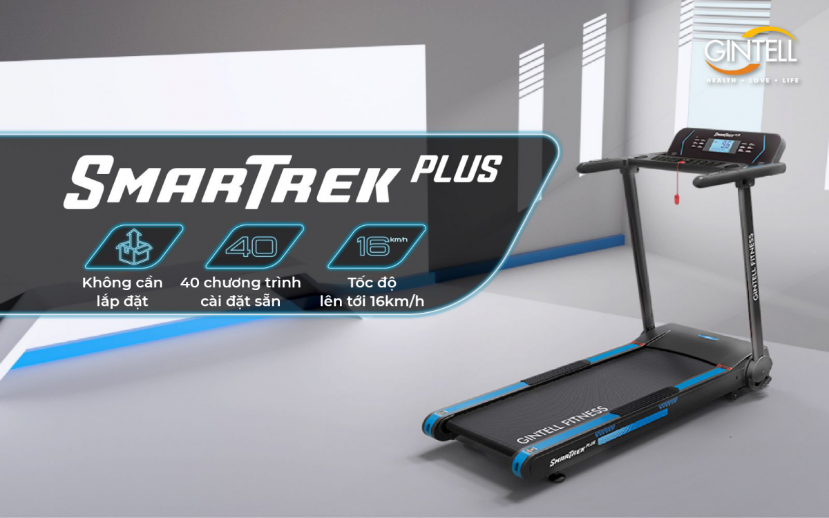 Máy chạy bộ GINTELL SmarTrek Plus | Nâng dốc | Gấp gọn