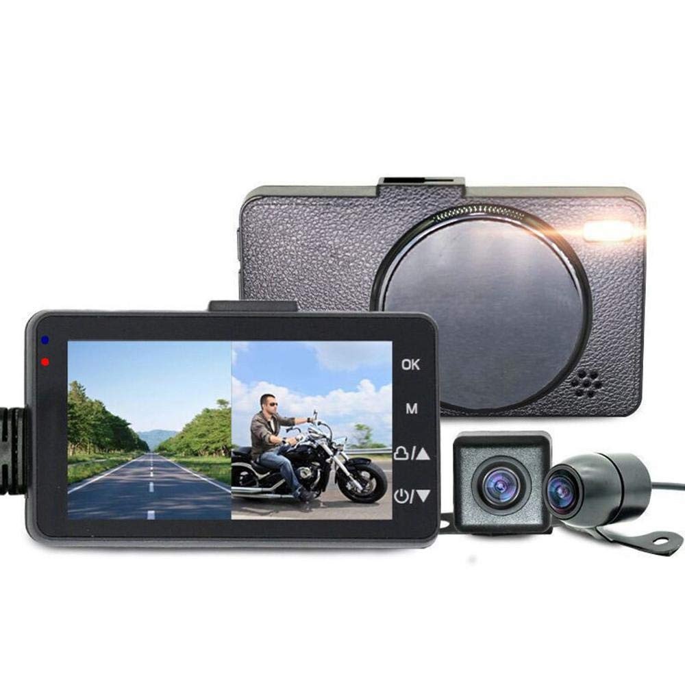 ROGTZ Camera Hành Trình Dành Cho Xe Máy Kèm 2 Camera Sau Chống Nước Cao Cấp MT208 - Hàng Nhập Khẩu