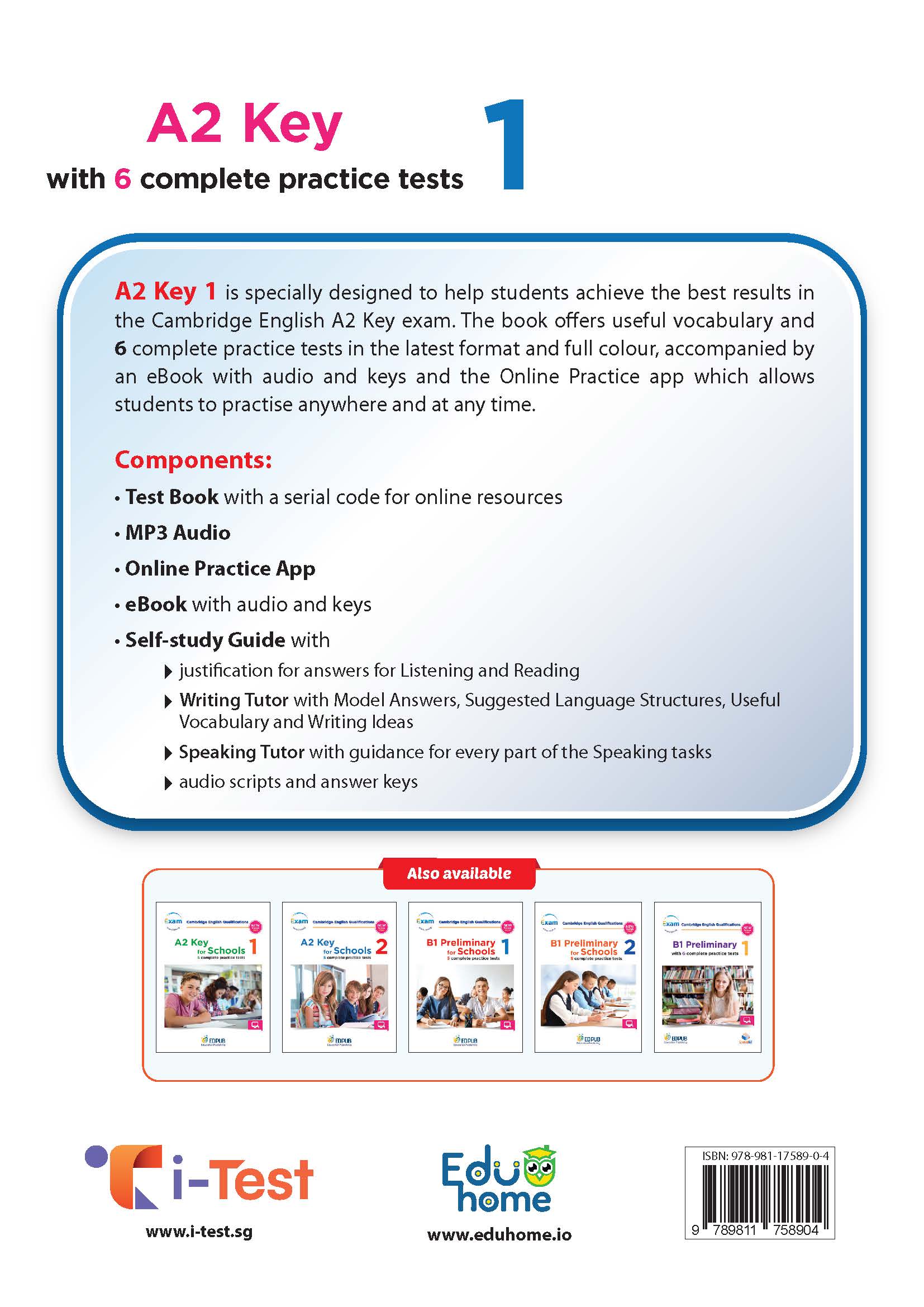 A2 Key 1 with 6 Complete Practice Tests - New Format 2020