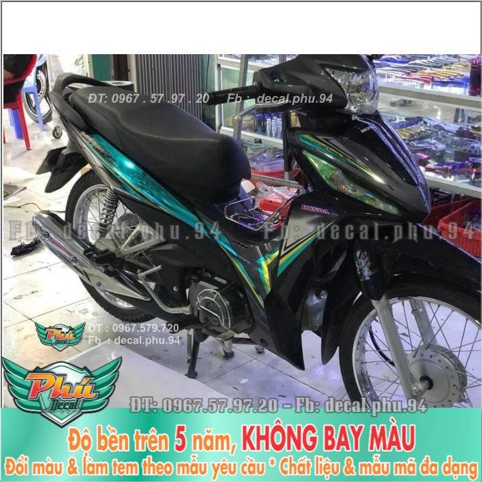Tem rời Wave RSX xanh đen Crom  -1