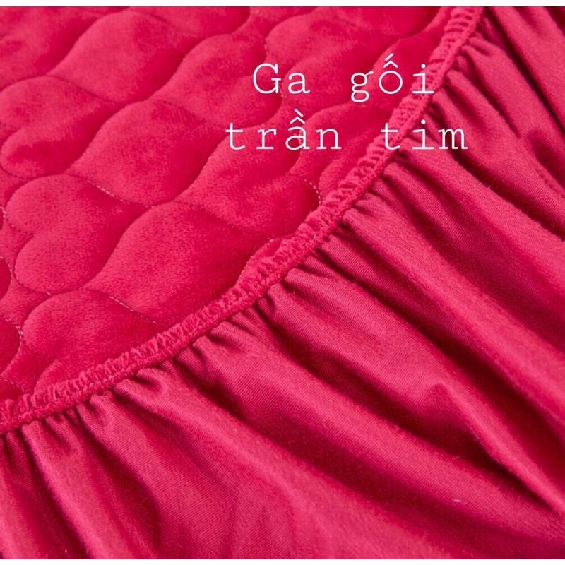 Ga gối nỉ nhung trần Tim trải giường cao cấp