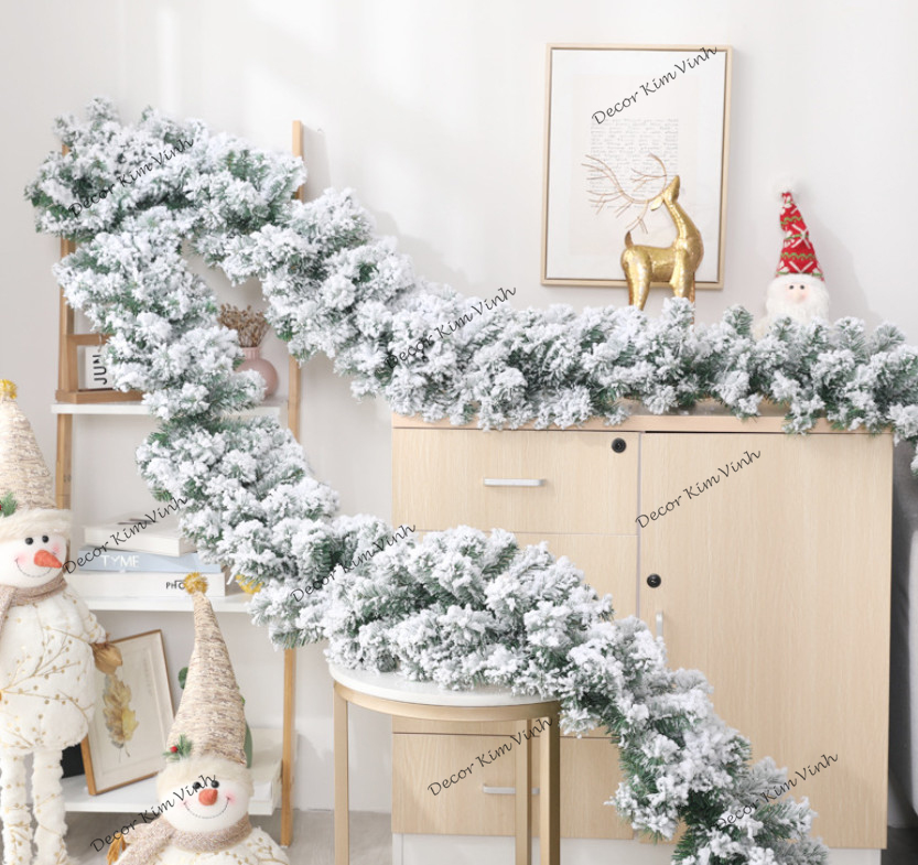 Dây Lá Thông Phủ Tuyết B12 Trang Trí Giáng Sinh Noel