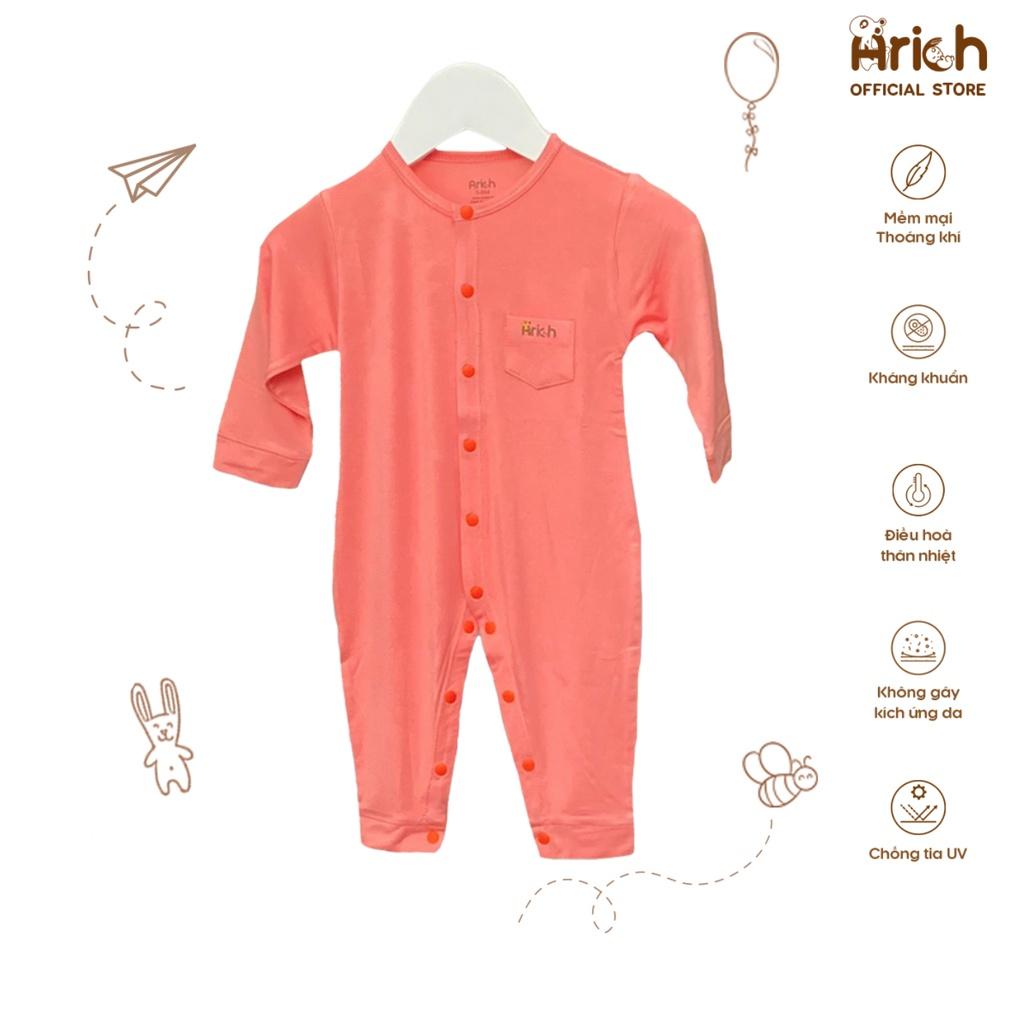 Bộ body dài Arich vải sợi tre màu trơn 150-160k/1 bộ (size 0-3 tháng đến 9-12 tháng)