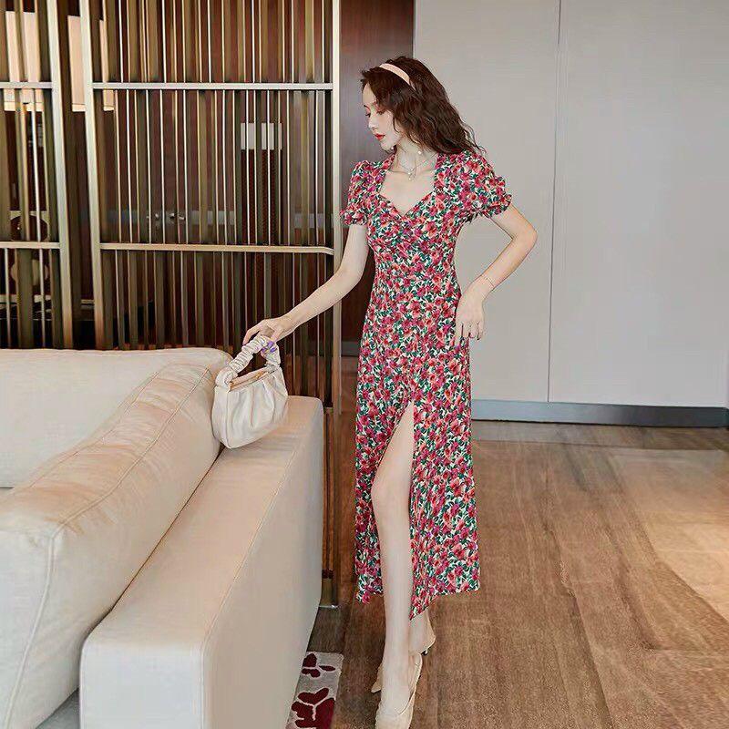 ĐẦM HOA NHÍ CỔ LỤC GIÁC TAY PHỒNG 2 Màu