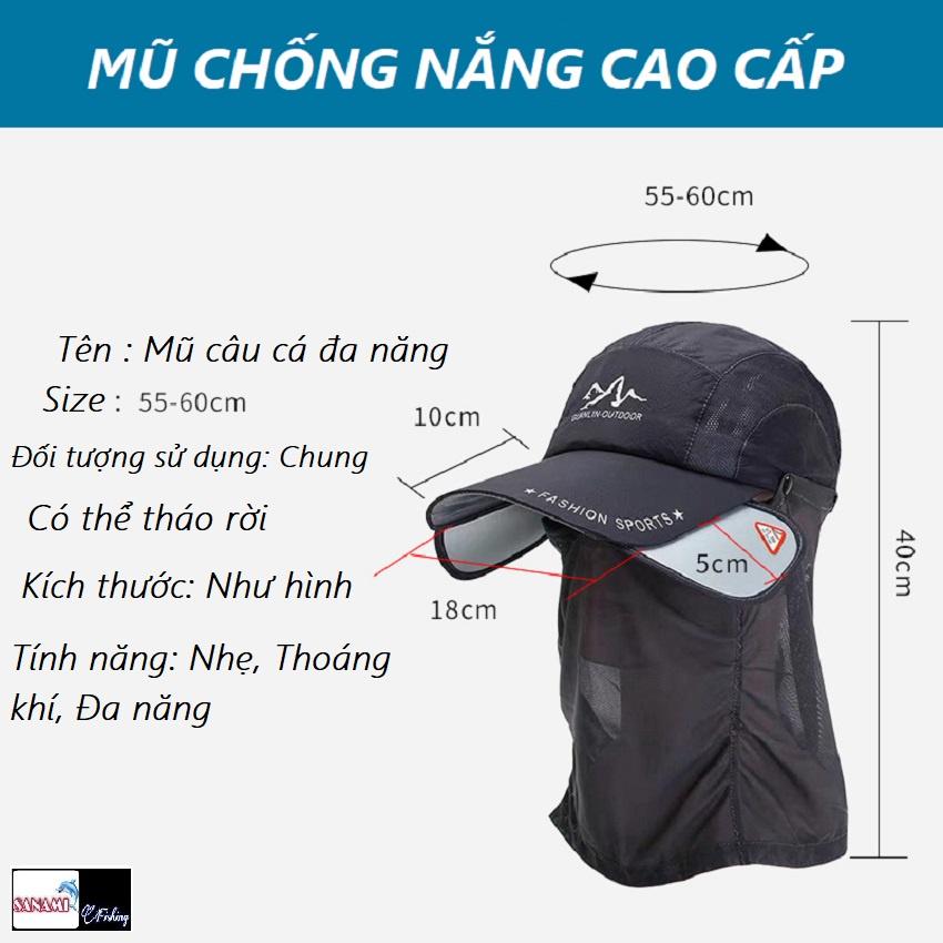 Nón Mũ Câu Cá Chống Nắng Nam Giới Trùm Đầu Kiểu Lưỡi Trai Có Khăn Che Nắng PK39 Sanami fishing