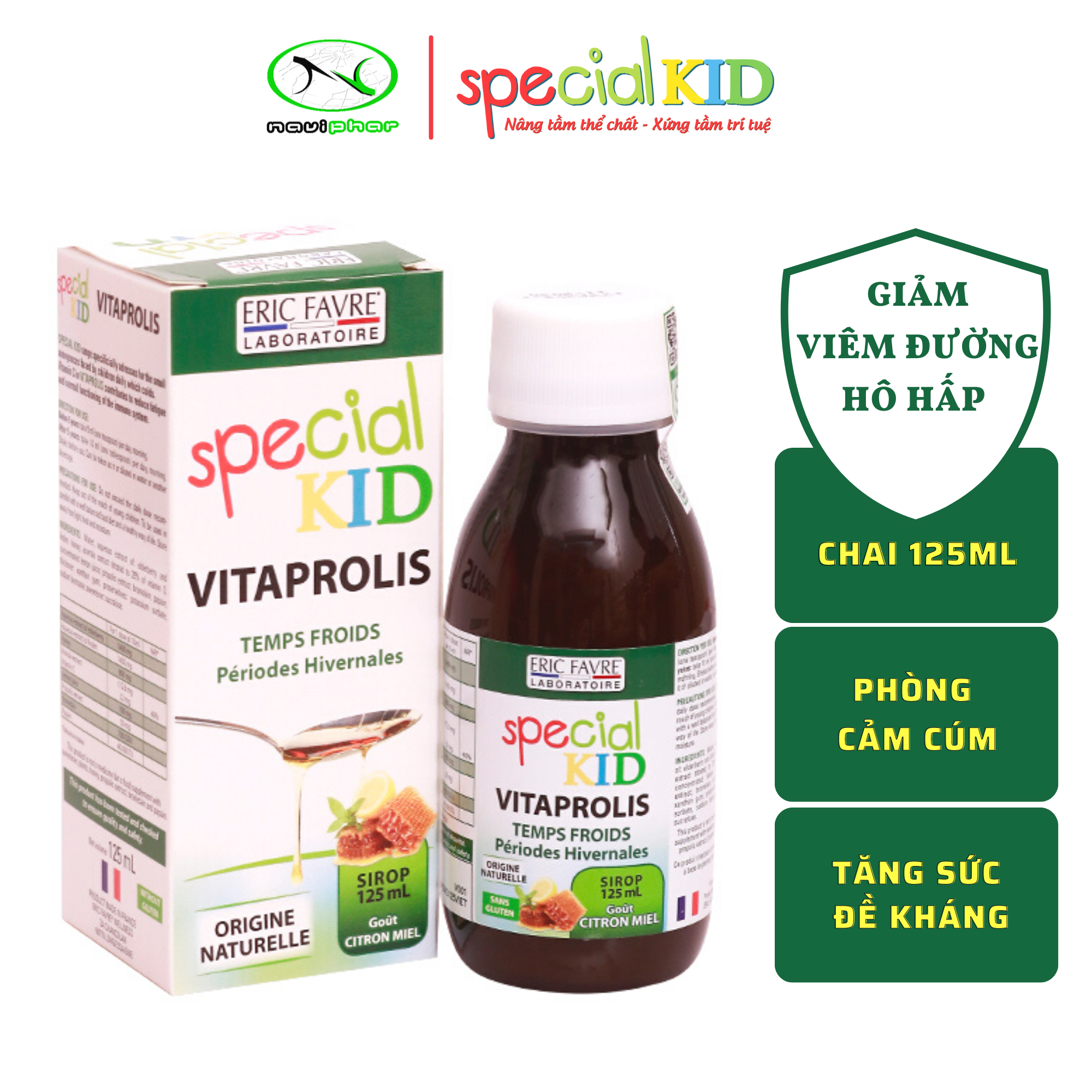 TPBVSK Special Kid Vitaprolis - Hỗ trợ giảm nguy cơ viêm đường hô hấp trên, hỗ trợ tăng cường sức đề kháng (125ml)[Siro - Nhập khẩu Pháp]