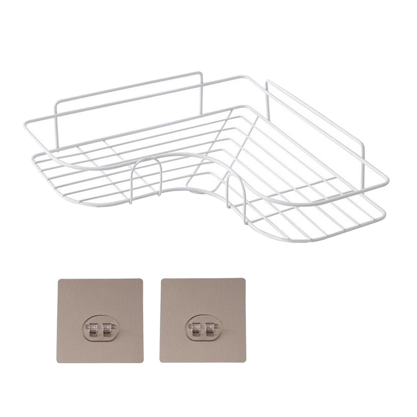 Corner Shower Caddy, Wall Mounted Bathroom Shelf with Adhesive, Storage Organizer for Toilet, Dorm and Kitchen