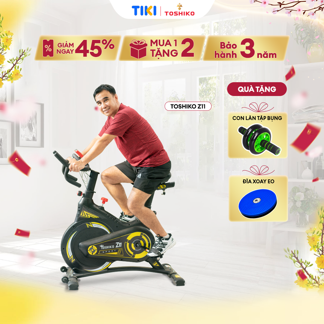 Xe Đạp Tập Thể Dục Trong Nhà Toshiko Z11, Xe Đạp Thể Thao Có Đồ Hồ Hiển Thị Quãng Đường, Calo Tiêu Thụ, Giảm Mỡ, Săn Chắc Cơ Thể