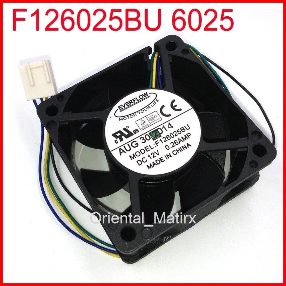 F126025BU 6025 60x60x25mm PWM CPU Fan 12V 0.26A 4Wire 4Pin Computer CPU Cooler Cooling Fan