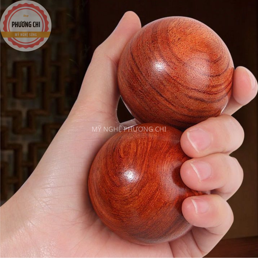 Combo 2 Quả Bi Lăn Tay Mát Xa Gỗ Hương Đỏ Giảm Nhức Mỏi Bàn Tay | Mỹ Nghệ Phương Chi