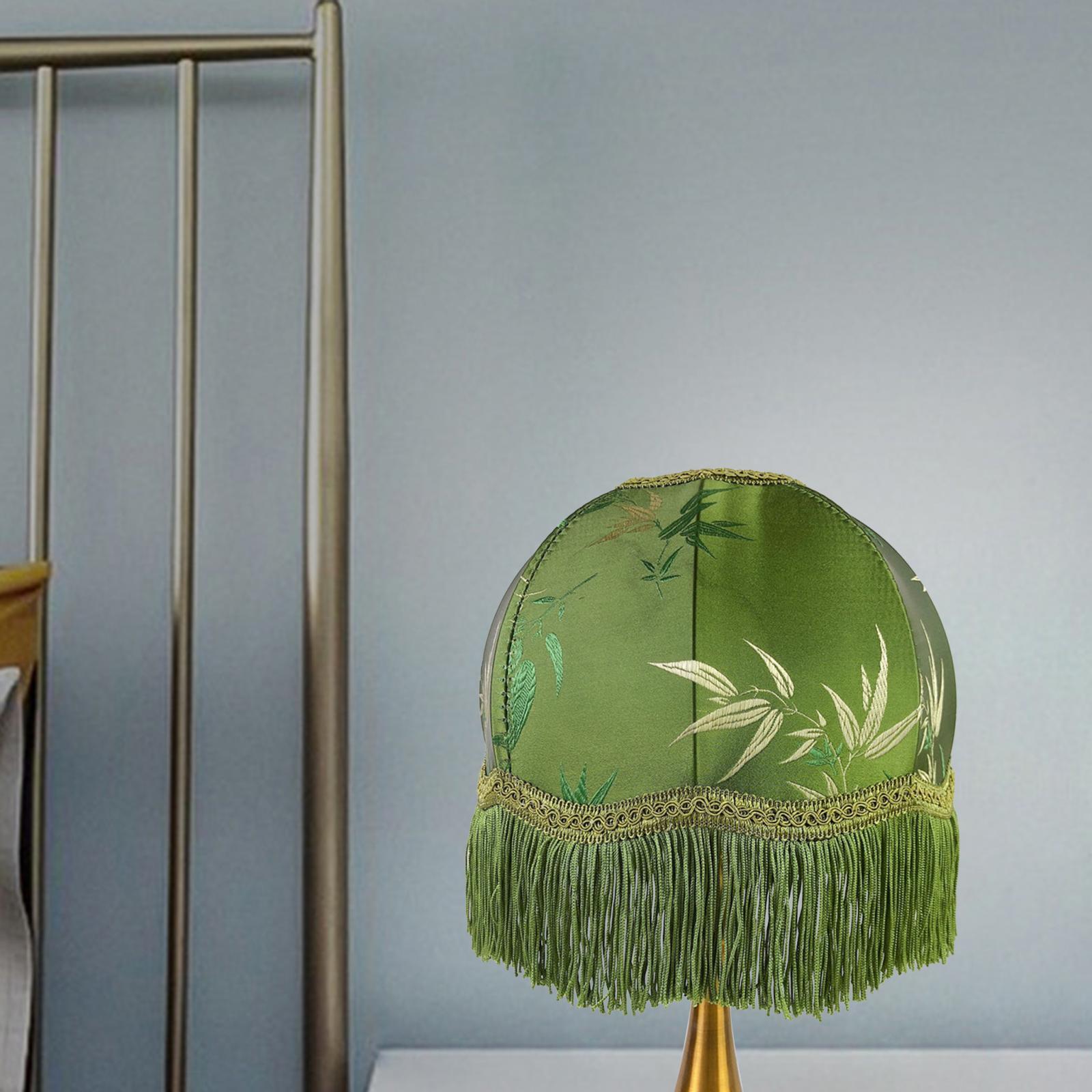 Table Lamp Shade Cover Lampshade Light Shade European Practical Decorative Green with Tassel Bedside Light Cover Replacements
