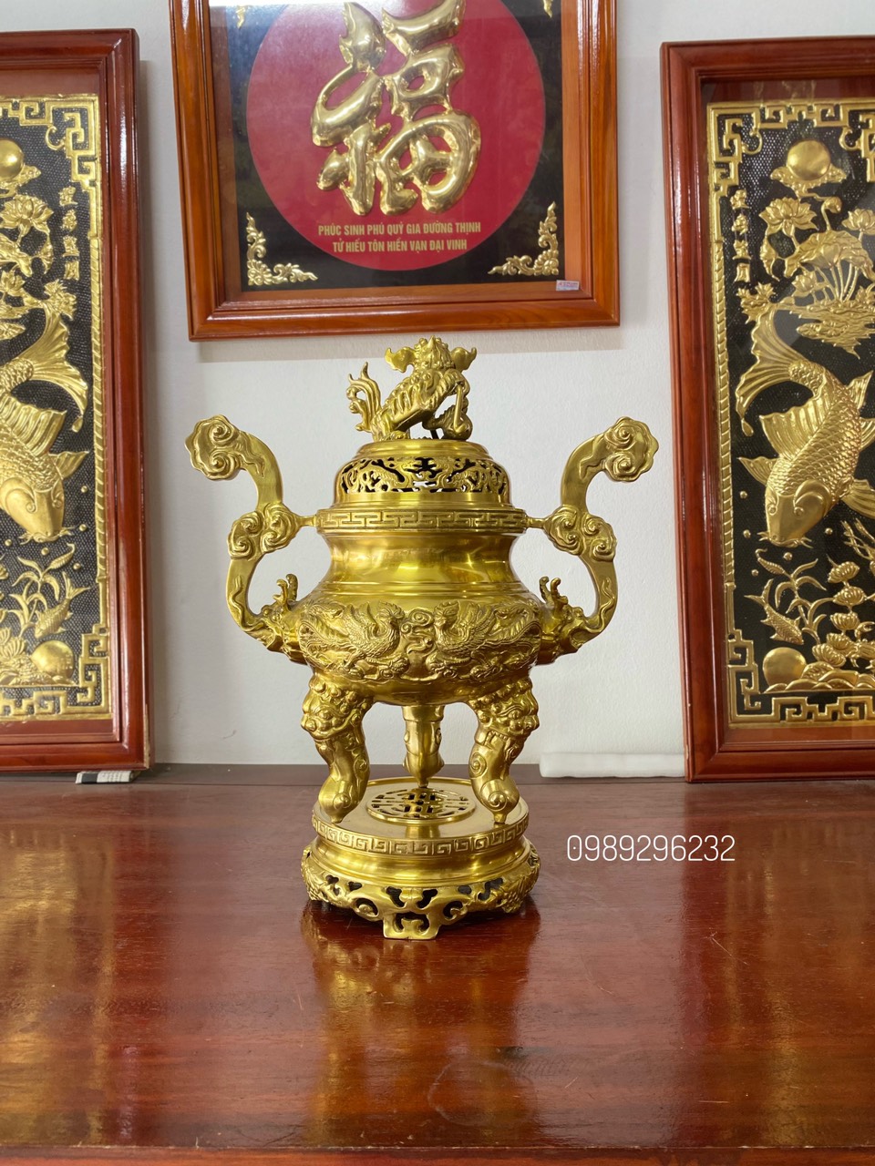 Quả Lư đỉnh đồng vàng cao 50cm