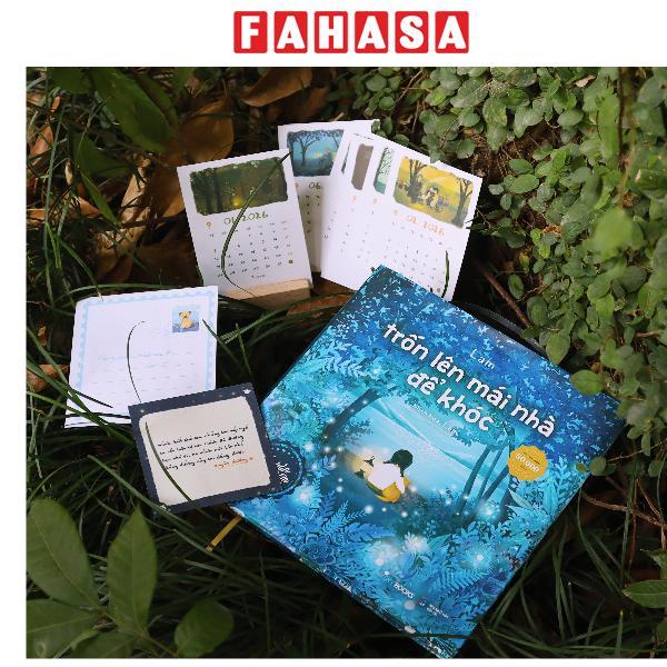 Sách - Trốn Lên Mái Nhà Để Khóc - Ấn Bản Sưu Tầm - Bìa Cứng - Tặng Kèm Bộ Lịch Mini 2026 Được Minh Họa Bởi Tác Giả + Đế Lịch Gỗ + Postcard Độc Quyền Có Chữ Ký Tác Giả + Thiệp Thông Điệp Ngẫu Nhiên - Độc Quyền Fahasa