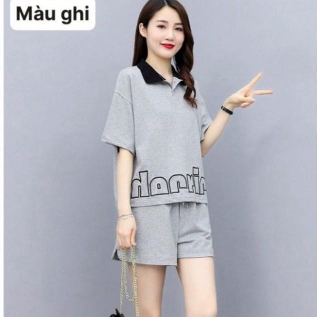 Bộ đồ đùi áo cổ bẻ cho chị em đi chơi mua hè giá rẻ hotgirl quần đùi