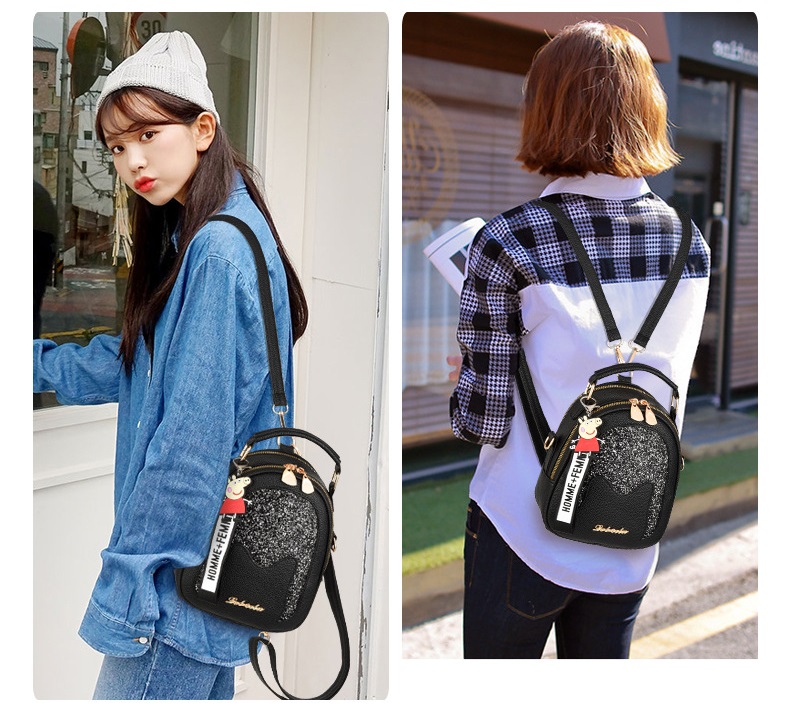 Balo Mini Da Nữ Tai Mèo Cute, Đeo 2 Kiểu, Tặng Móc Khóa