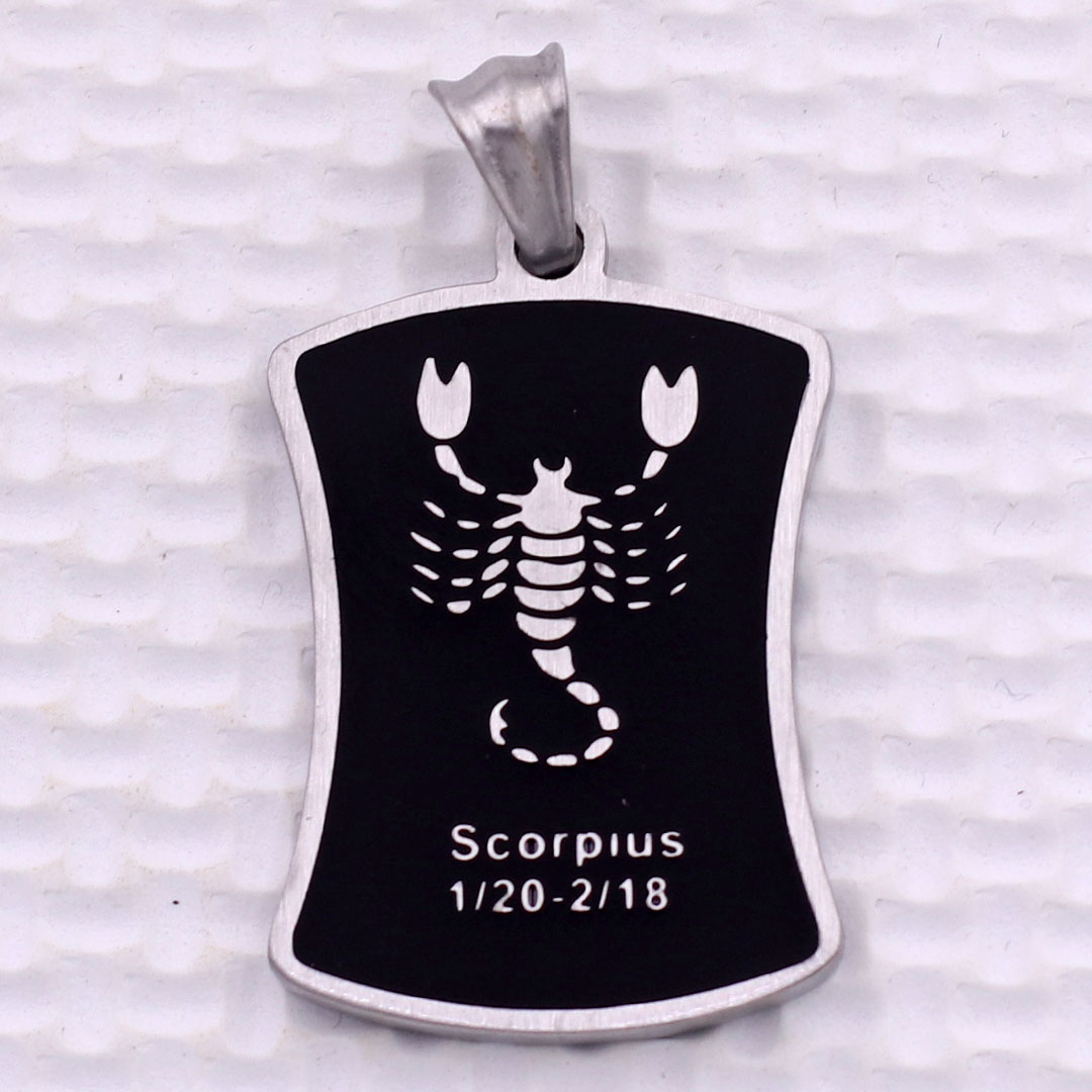 Mặt dây chuyền cung Hổ Cáp - Scorpius inox trắng kèm móc inox trắng, Cung hoàng đạo