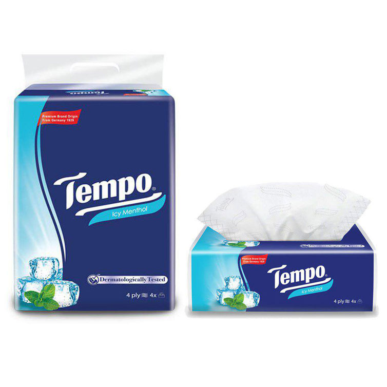 Lốc 4 Gói Khăn Giấy Cao Cấp Tempo Softpack Mùi Bạc Hà, 4 Lớp, Không Gây Kích Ứng Da (90 Tờ/ Gói) - Thương Hiệu Đức