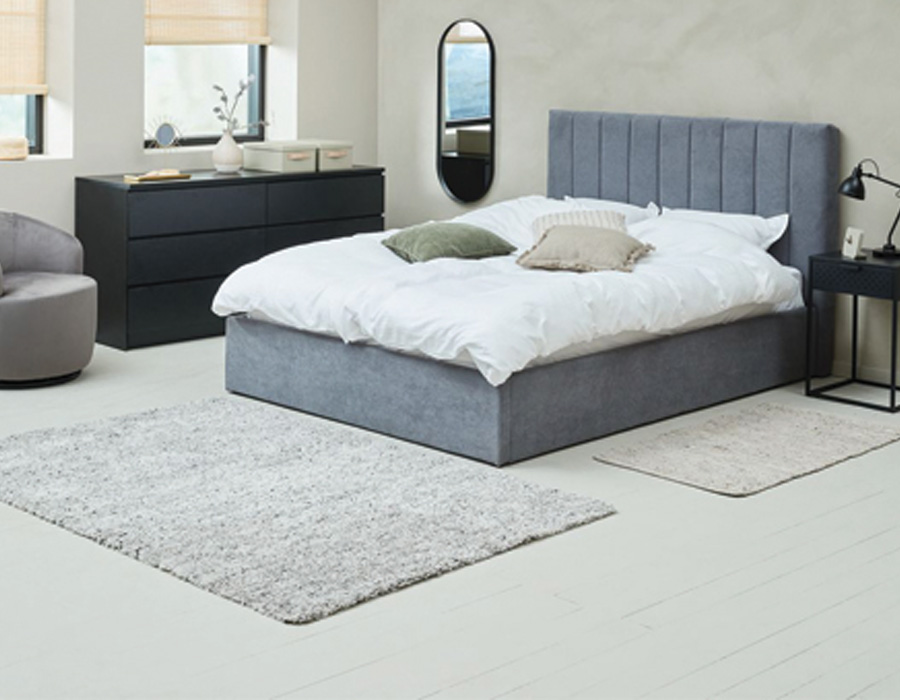 Giường | JYSK Agerfeld | gỗ công nghiệp/vải polyester | xám đậm | R160/180xD200cm
