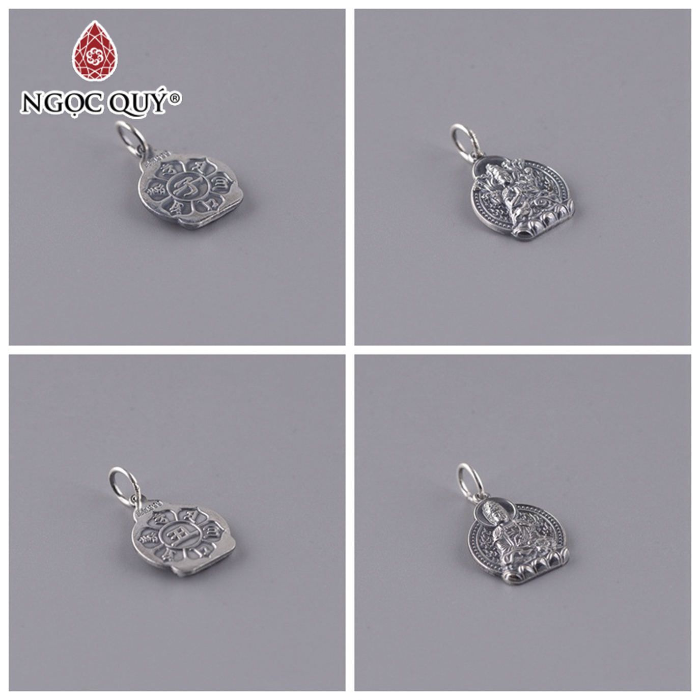 Mặt dây chuyền phật bản mệnh bạc 999 - tặng dây đeo vải dù - Ngọc Quý Gemstones